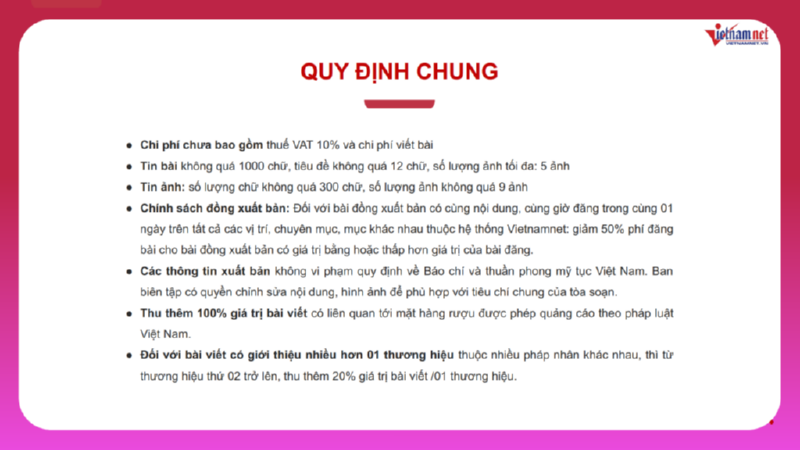 Một số lưu ý khi đăng bài viết quảng cáo trên Vietnamnet